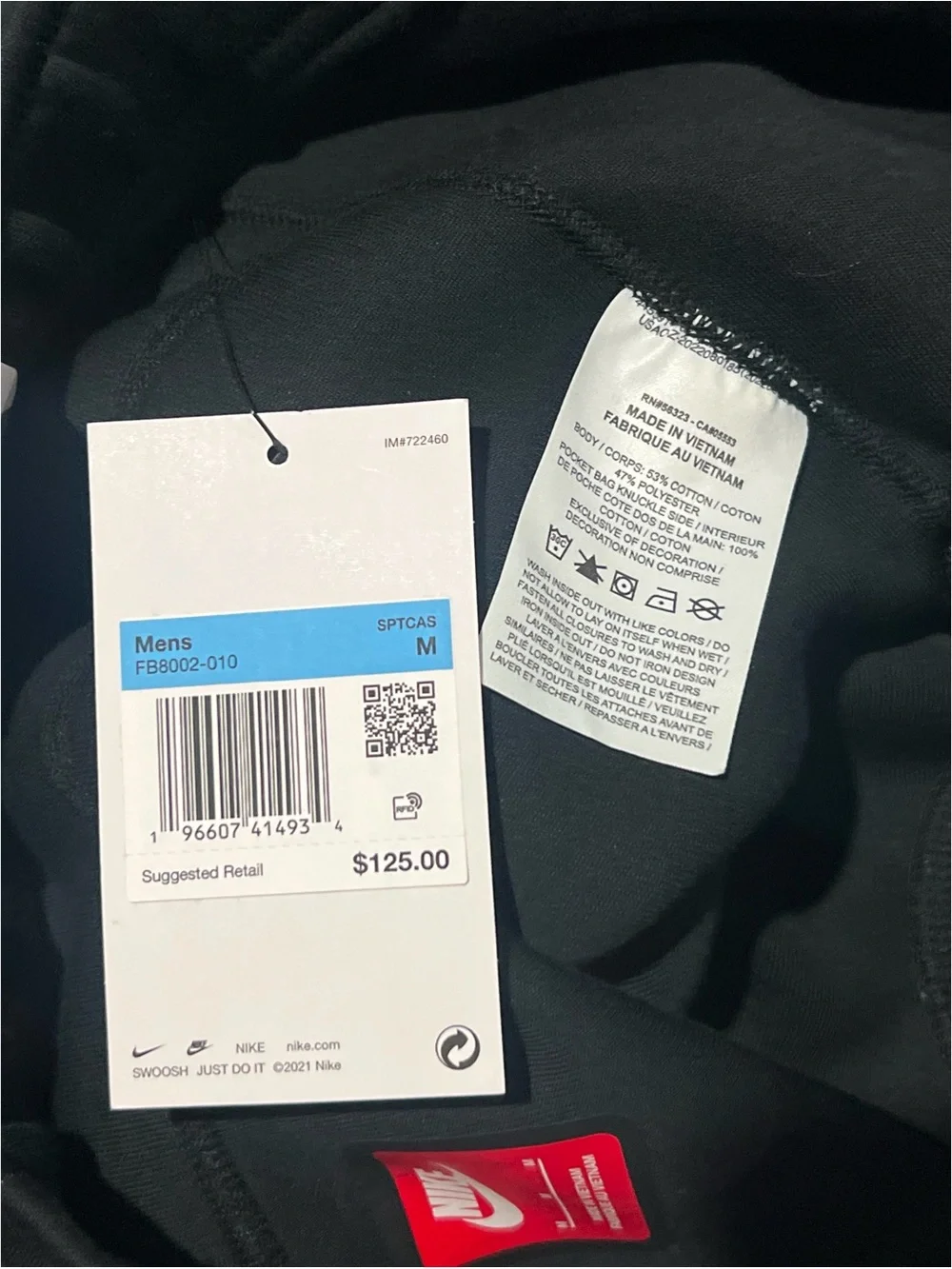 Nike Tech Fleece Joggers Pants Men’s Medium Black Sweatpants FB8002-010